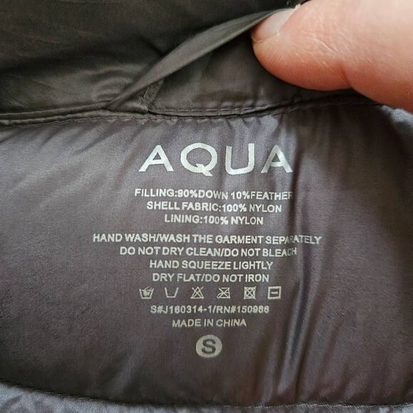 Aqua Metallic Grey Down Puffer Jacket Size Small - Picture 2 of 5